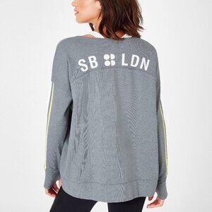 Sweaty Betty Simhasana Grey Slogan Sweatshirt Workout Top, Size Medium